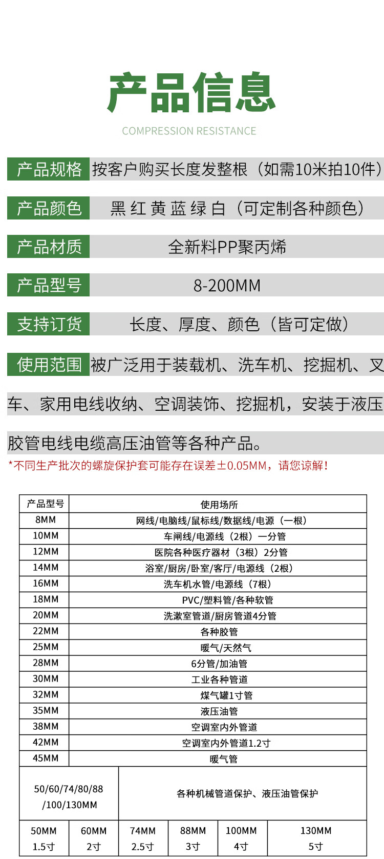 螺旋保护套缠绕管液压油管子洗车机高压水管胶管电线缆护线软套管